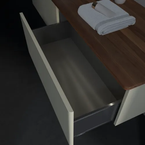 Bild von VILLEROY BOCH Antao Waschbeckenunterschrank, mit Beleuchtung, 2 Auszüge, 1600 x 360 x 500 mm, Front mit Struktur, Silk Grey Matt Lacquer / Warm Walnut #L37112HJ