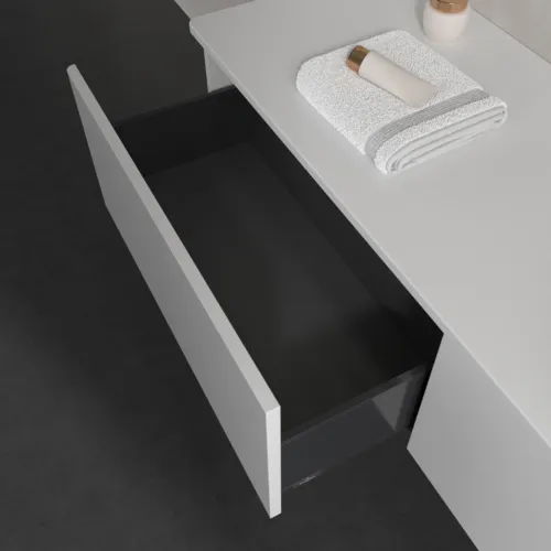 Bild von VILLEROY BOCH Antao Waschbeckenunterschrank, mit Beleuchtung, 2 Auszüge, 1600 x 360 x 500 mm, Front ohne Struktur, Glossy White Lacquer / Glossy White Lacquer #L38010GF