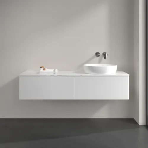 Bild von VILLEROY BOCH Antao Waschbeckenunterschrank, mit Beleuchtung, 2 Auszüge, 1600 x 360 x 500 mm, Front ohne Struktur, Glossy White Lacquer / Glossy White Lacquer #L38010GF