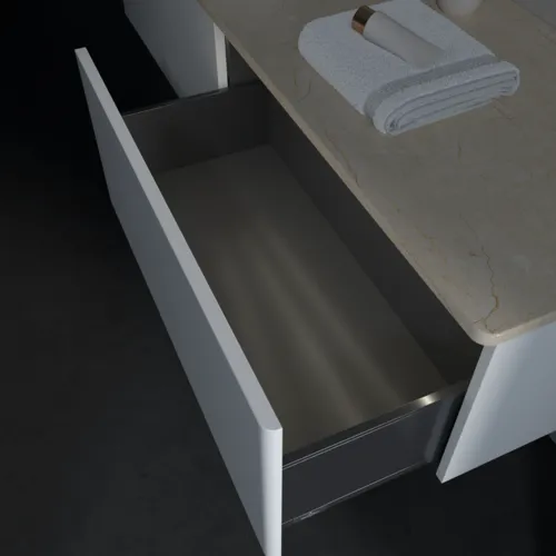Bild von VILLEROY BOCH Antao Waschbeckenunterschrank, mit Beleuchtung, 2 Auszüge, 1600 x 360 x 500 mm, Front ohne Struktur, White Matt Lacquer / Botticino #L37013MT