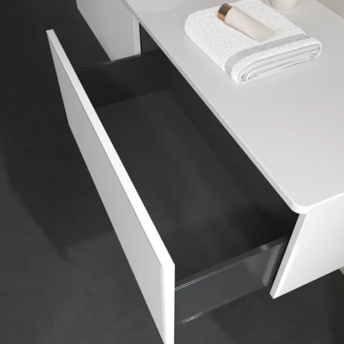 Bild von VILLEROY BOCH Antao Waschbeckenunterschrank, mit Beleuchtung, 2 Auszüge, 1600 x 360 x 500 mm, Front mit Struktur, Glossy White Lacquer / Glossy White Lacquer #L37110GF