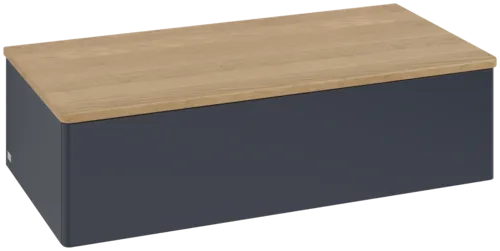 Bild von VILLEROY BOCH Antao Sideboard, mit Beleuchtung, 1 Auszug, 1000 x 268 x 500 mm, Front ohne Struktur, Midnight Blue Matt Lacquer / Honey Oak #L40001HG