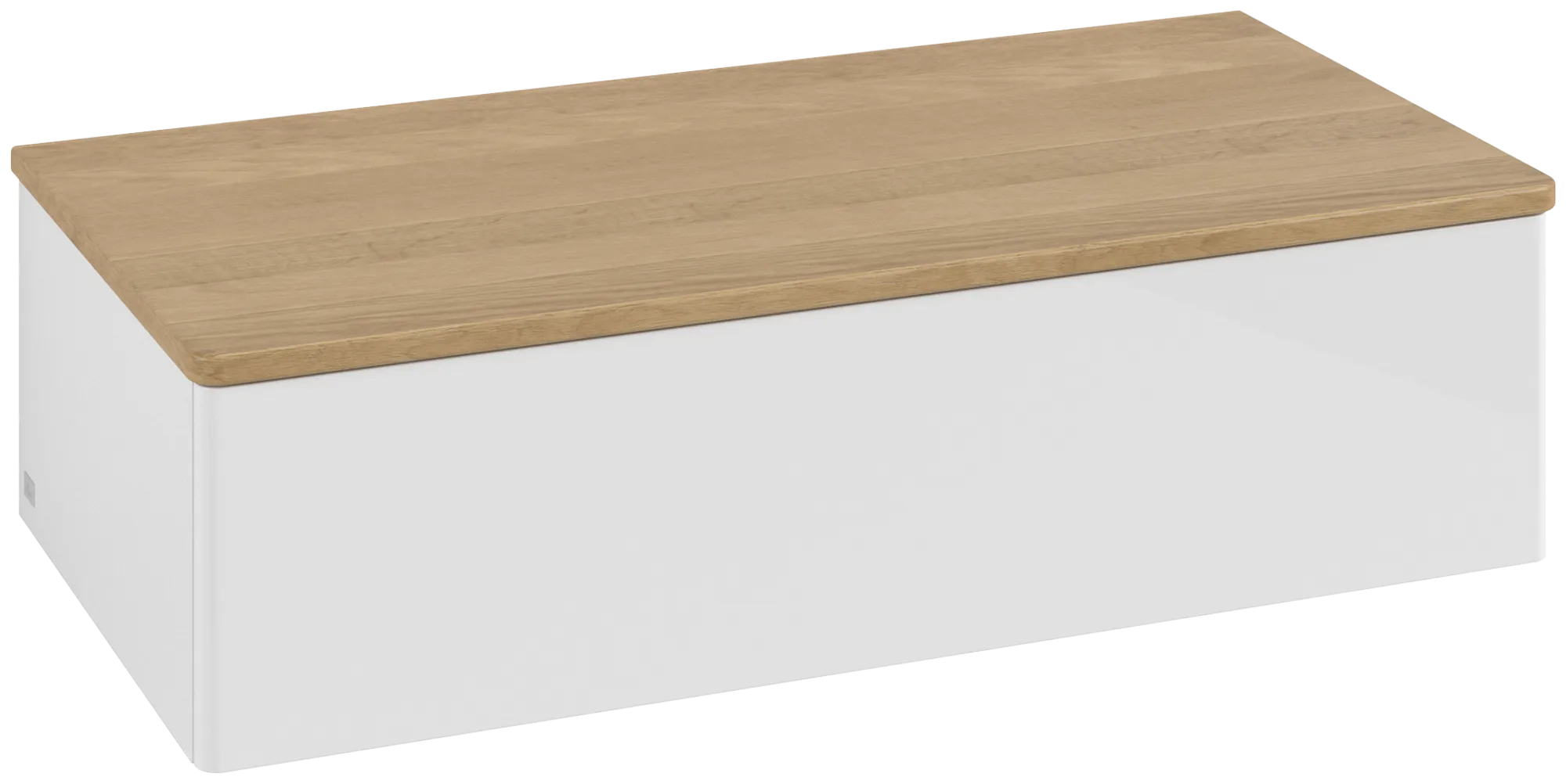 Bild von VILLEROY BOCH Antao Sideboard, mit Beleuchtung, 1 Auszug, 1000 x 268 x 500 mm, Front ohne Struktur, Glossy White Lacquer / Honey Oak #L40001GF