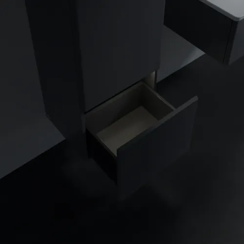Bild von VILLEROY BOCH Antao Mittelschrank, mit Beleuchtung, 1 Tür, 414 x 1039 x 356 mm, Front mit Struktur, Anthracite Matt Lacquer / Anthracite Matt Lacquer #L43100GK