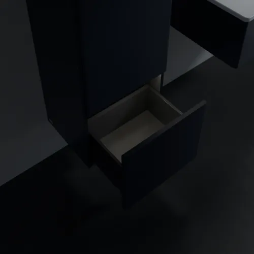 Obrázek VILLEROY BOCH Antao Medium-height cabinet, with lighting, 1 door, 414 x 1039 x 356 mm, Front with grain texture, Midnight Blue Matt Lacquer / Midnight Blue Matt Lacquer #L43100HG