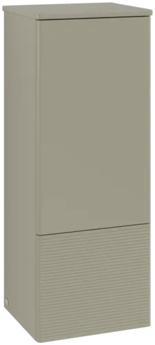 Picture of VILLEROY BOCH Antao Medium-height cabinet, 1 door, 414 x 1039 x 356 mm, Front with grain texture, Stone Grey Matt Lacquer / Stone Grey Matt Lacquer #L43100HK