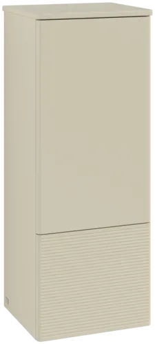 Picture of VILLEROY BOCH Antao Medium-height cabinet, 1 door, 414 x 1039 x 356 mm, Front with grain texture, Silk Grey Matt Lacquer / Silk Grey Matt Lacquer #L43100HJ