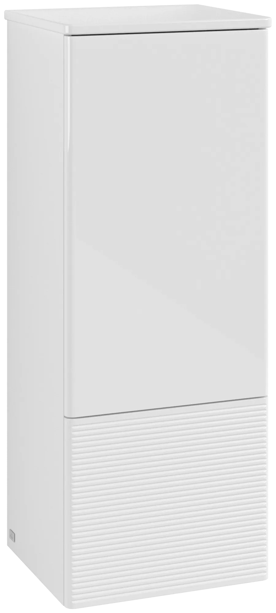 Obrázek VILLEROY BOCH Antao Medium-height cabinet, with lighting, 1 door, 414 x 1039 x 356 mm, Front with grain texture, Glossy White Lacquer / Glossy White Lacquer #L44100GF