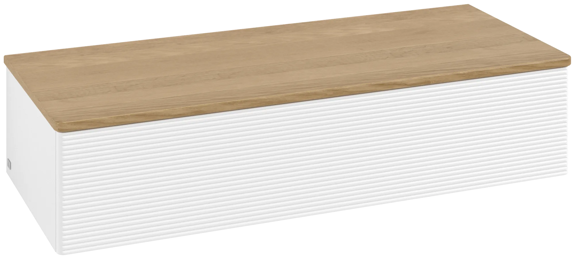 Bild von VILLEROY BOCH Antao Sideboard, mit Beleuchtung, 1 Auszug, 1200 x 268 x 500 mm, Front mit Struktur, White Matt Lacquer / Honey Oak #L41101MT