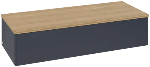 Bild von VILLEROY BOCH Antao Sideboard, mit Beleuchtung, 1 Auszug, 1200 x 268 x 500 mm, Front ohne Struktur, Midnight Blue Matt Lacquer / Honey Oak #L41001HG