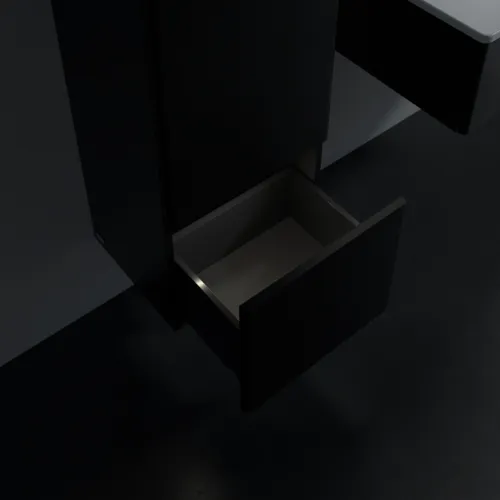 Bild von VILLEROY BOCH Antao Mittelschrank, mit Beleuchtung, 1 Tür, 414 x 1039 x 356 mm, Front mit Struktur, Black Matt Lacquer / Black Matt Lacquer #L44100PD