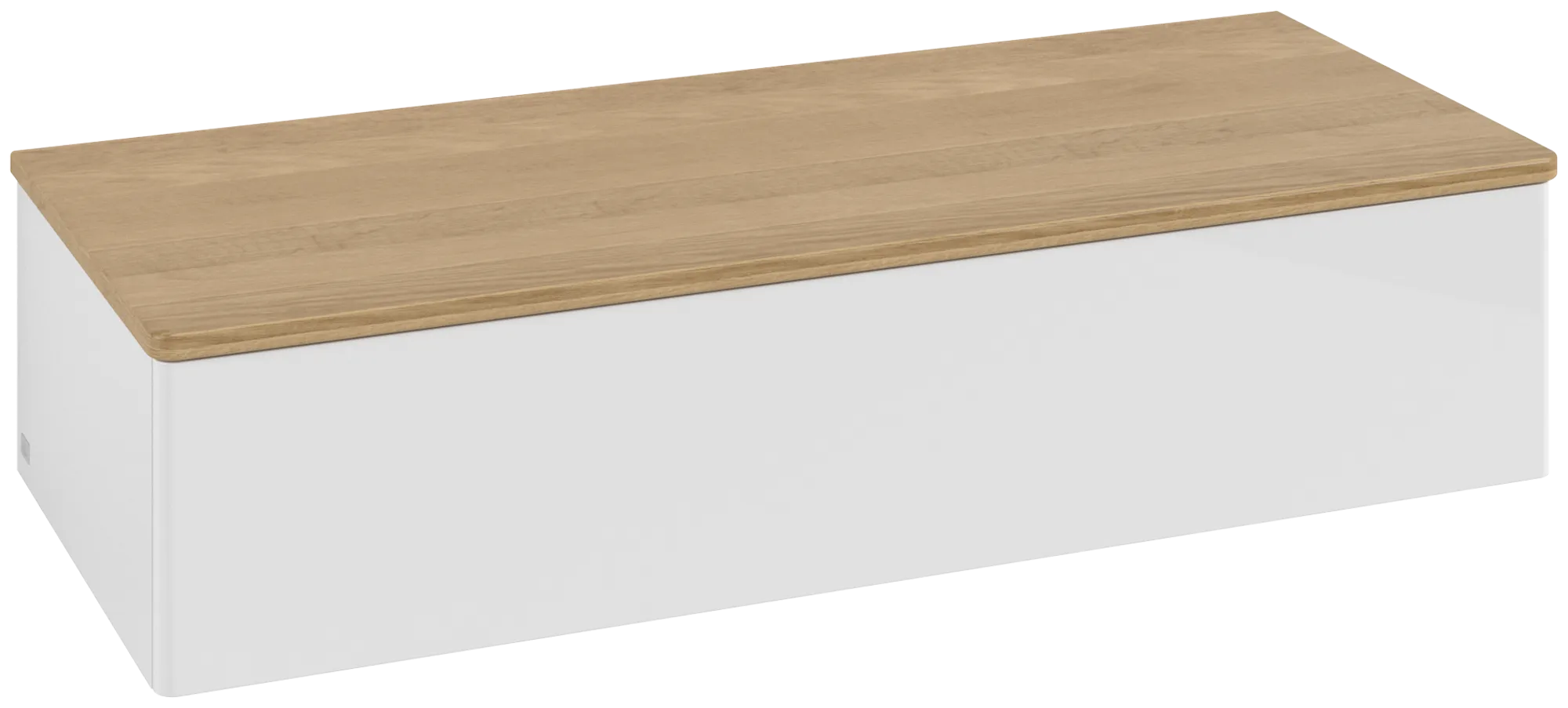 Bild von VILLEROY BOCH Antao Sideboard, mit Beleuchtung, 1 Auszug, 1200 x 268 x 500 mm, Front ohne Struktur, Glossy White Lacquer / Honey Oak #L41001GF