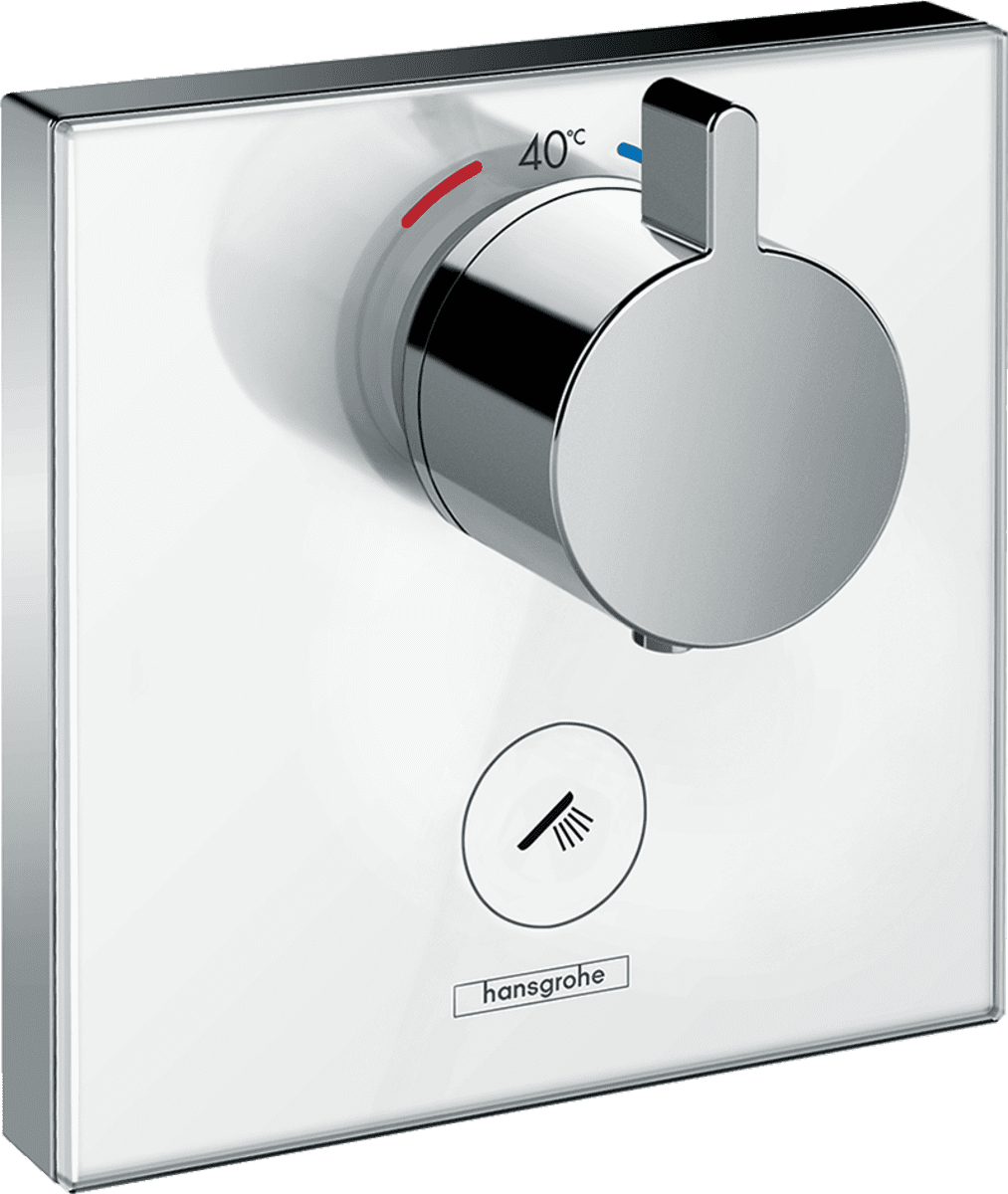 Bild von HANSGROHE ShowerSelect Glas Thermostat HighFlow Unterputz für 1 Verbraucher und einen zusätzlichen Abgang #15735400 - Weiß/Chrom