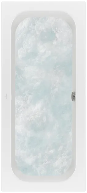 Bild von VILLEROY BOCH Loop & Friends rechteckige Badewanne, mit Whirlpoolsystem Hydropool Comfort (HC), inklusive Multiplex Trio Ab- und Überlaufgarnitur mit Wanneneinlauf, 1800 x 800 mm, Weiß Alpin #UHC180LFS2B1V01