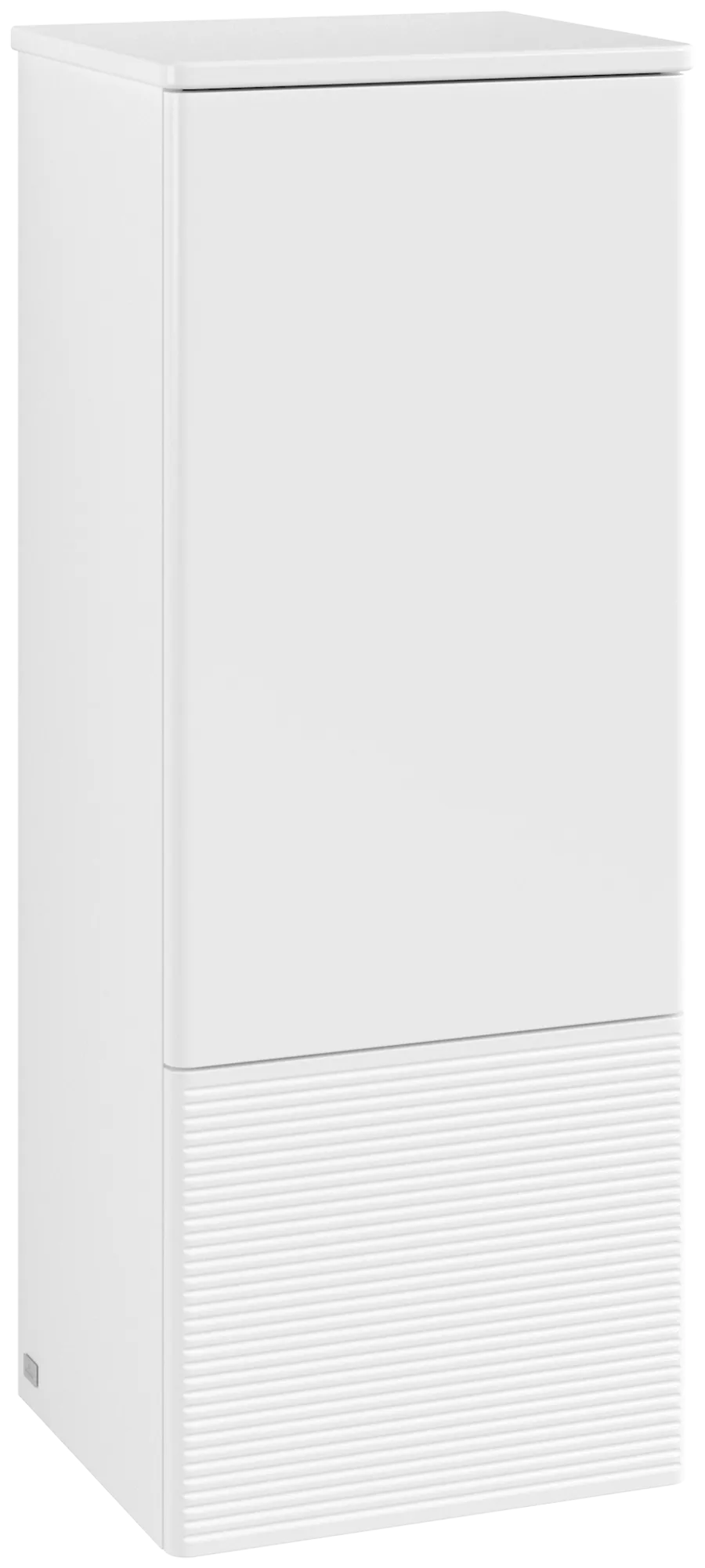 Picture of VILLEROY BOCH Antao Medium-height cabinet, 1 door, 414 x 1039 x 356 mm, Front with grain texture, White Matt Lacquer / White Matt Lacquer #L43100MT