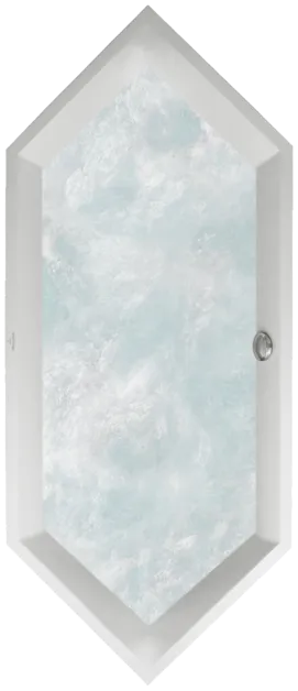 Bild von VILLEROY BOCH Squaro sechseckige Badewanne, mit Whirlpoolsystem Airpool Comfort (AC), inklusive Multiplex Trio Ab- und Überlaufgarnitur mit Wanneneinlauf, 1900 x 800 mm, Weiß Alpin #UAC190SQR6B2V01