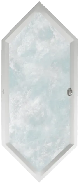 Bild von VILLEROY BOCH Squaro sechseckige Badewanne, mit Whirlpoolsystem Combipool Comfort (CC), inklusive Multiplex Trio Ab- und Überlaufgarnitur mit Wanneneinlauf, 1892 x 794 mm, Weiß Alpin #UCC190SQS6B2V01