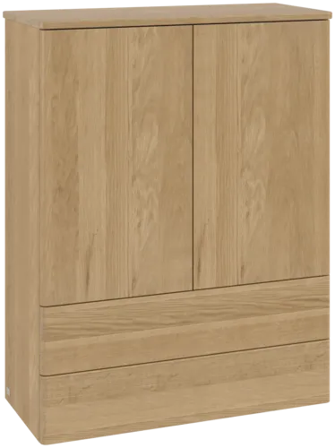Зображення з  VILLEROY BOCH Antao Highboard, with lighting, 2 doors, 814 x 1039 x 356 mm, Front without structure, Honey Oak / Honey Oak #L47000HN