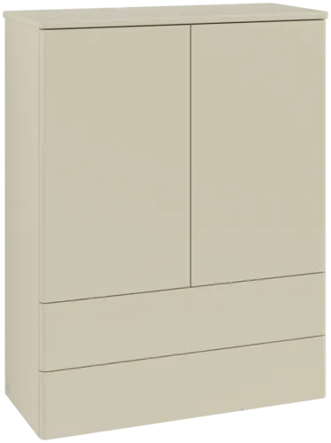 Зображення з  VILLEROY BOCH Antao Highboard, with lighting, 2 doors, 814 x 1039 x 356 mm, Front without structure, Silk Grey Matt Lacquer / Silk Grey Matt Lacquer #L47000HJ