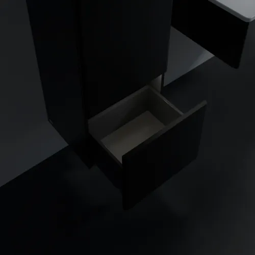 Bild von VILLEROY BOCH Antao Mittelschrank, mit Beleuchtung, 1 Tür, 414 x 1039 x 356 mm, Front mit Struktur, Black Matt Lacquer / Black Matt Lacquer #L43100PD