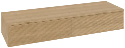 Picture of VILLEROY BOCH Antao Sideboard, with lighting, 2 pull-out compartments, 1600 x 268 x 500 mm, Front with grain texture, Honey Oak / Honey Oak #L42101HN