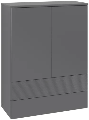 Bild von VILLEROY BOCH Antao Highboard, mit Beleuchtung, 2 Türen, 814 x 1039 x 356 mm, Front mit Struktur, Anthracite Matt Lacquer / Anthracite Matt Lacquer #L47100GK