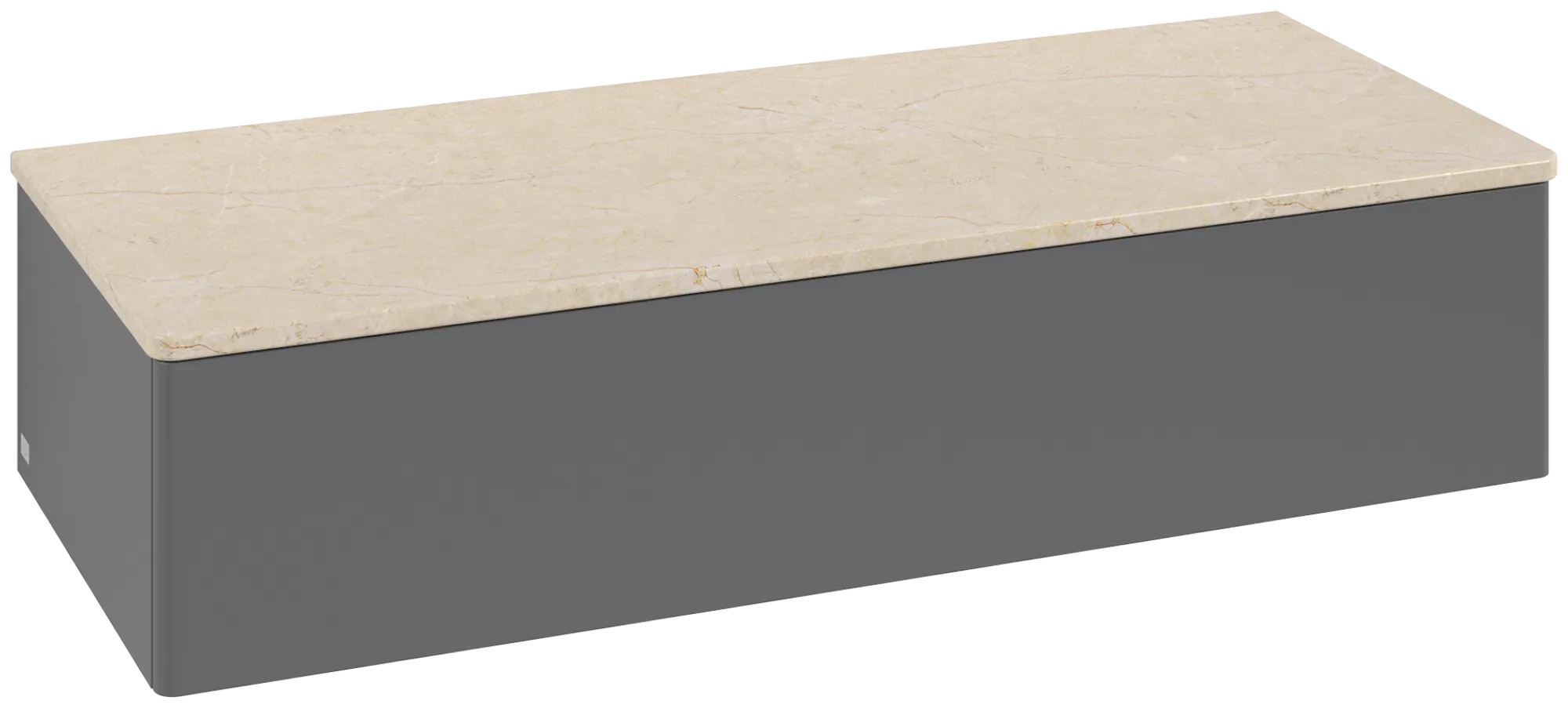 Bild von VILLEROY BOCH Antao Sideboard, mit Beleuchtung, 1 Auszug, 1200 x 268 x 500 mm, Front ohne Struktur, Anthracite Matt Lacquer / Botticino #L41003GK
