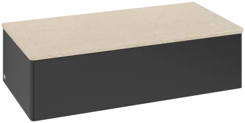 Bild von VILLEROY BOCH Antao Sideboard, mit Beleuchtung, 1 Auszug, 1000 x 268 x 500 mm, Front ohne Struktur, Black Matt Lacquer / Botticino #L40003PD