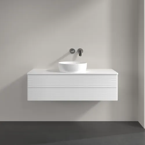 VILLEROY BOCH Antao Waschbeckenunterschrank, 2 Auszüge, 1200 x 360 x 500 mm, Front mit Struktur, White Matt Lacquer / White Matt Lacquer #K21110MT, Bild 3
