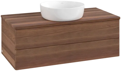 Picture of VILLEROY BOCH Antao Vanity unit, 2 pull-out compartments, 1000 x 360 x 500 mm, Front with grain texture, Warm Walnut / Warm Walnut #K20112HM