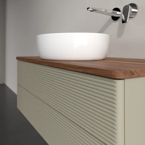 Bild von VILLEROY BOCH Antao Waschbeckenunterschrank, 2 Auszüge, 1000 x 360 x 500 mm, Front mit Struktur, Stone Grey Matt Lacquer / Warm Walnut #K20112HK