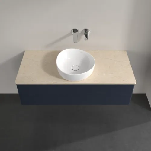 Bild von VILLEROY BOCH Antao Waschbeckenunterschrank, 2 Auszüge, 1200 x 360 x 500 mm, Front ohne Struktur, Midnight Blue Matt Lacquer / Botticino #K21013HG