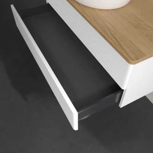 Bild von VILLEROY BOCH Antao Waschbeckenunterschrank, 2 Auszüge, 1000 x 360 x 500 mm, Front mit Struktur, White Matt Lacquer / Honey Oak #K20111MT