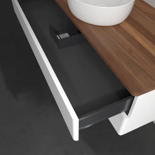 Bild von VILLEROY BOCH Antao Waschbeckenunterschrank, 2 Auszüge, 1200 x 360 x 500 mm, Front ohne Struktur, White Matt Lacquer / Warm Walnut #K21012MT
