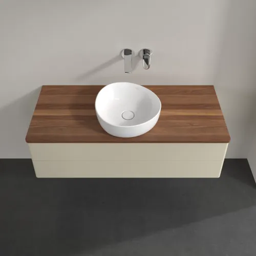 VILLEROY BOCH Antao Waschbeckenunterschrank, 2 Auszüge, 1200 x 360 x 500 mm, Front ohne Struktur, Silk Grey Matt Lacquer / Warm Walnut #K21012HJ, Bild 4