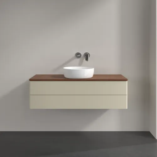 VILLEROY BOCH Antao Waschbeckenunterschrank, 2 Auszüge, 1200 x 360 x 500 mm, Front ohne Struktur, Silk Grey Matt Lacquer / Warm Walnut #K21012HJ, Bild 3