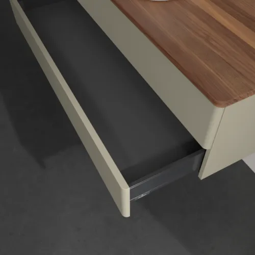 VILLEROY BOCH Antao Waschbeckenunterschrank, 2 Auszüge, 1200 x 360 x 500 mm, Front ohne Struktur, Stone Grey Matt Lacquer / Warm Walnut #K21012HK, Bild 6