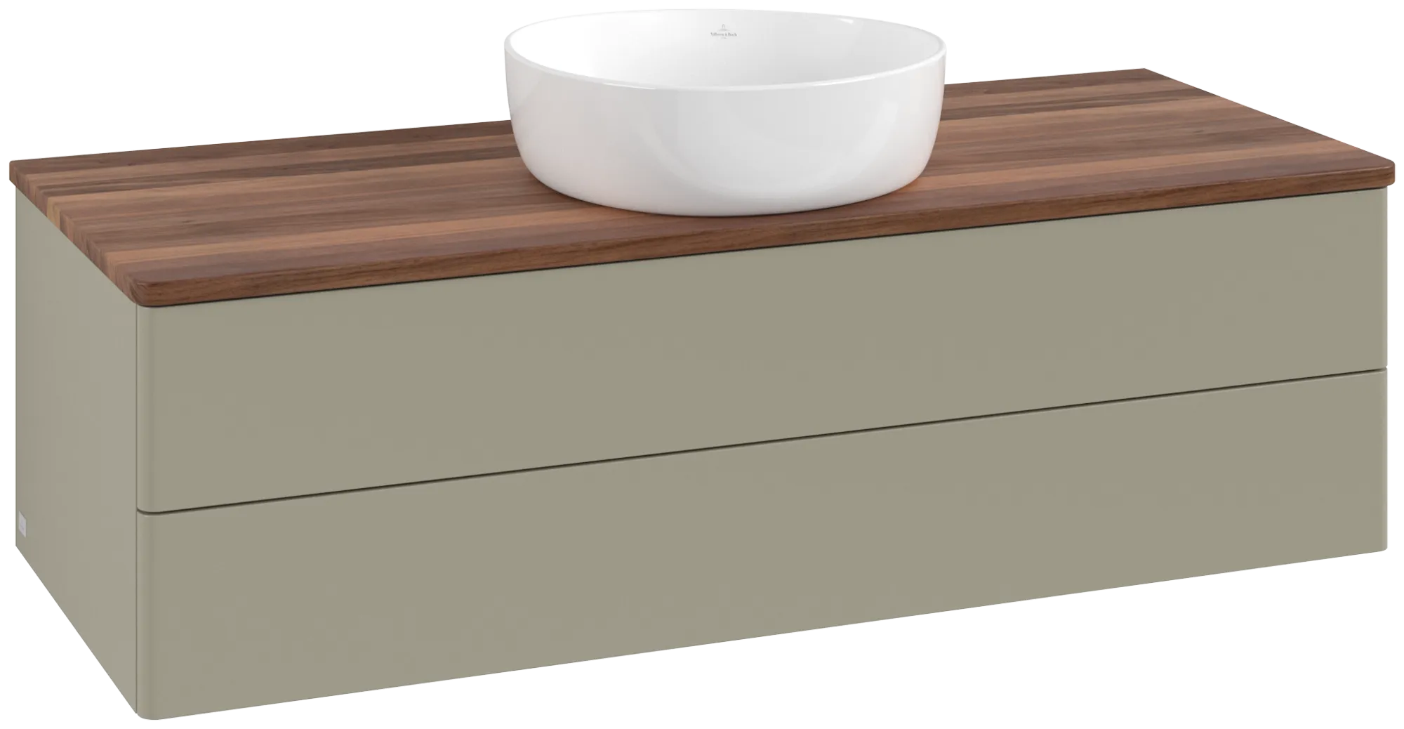 Picture of VILLEROY BOCH Antao Vanity unit, 2 pull-out compartments, 1200 x 360 x 500 mm, Front without structure, Stone Grey Matt Lacquer / Warm Walnut #K21012HK