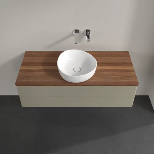 VILLEROY BOCH Antao Waschbeckenunterschrank, 2 Auszüge, 1200 x 360 x 500 mm, Front ohne Struktur, Stone Grey Matt Lacquer / Warm Walnut #K21012HK, Bild 4