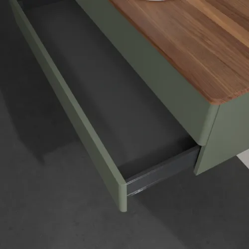 Bild von VILLEROY BOCH Antao Waschbeckenunterschrank, 2 Auszüge, 1200 x 360 x 500 mm, Front ohne Struktur, Leaf Green Matt Lacquer / Warm Walnut #K21012HL