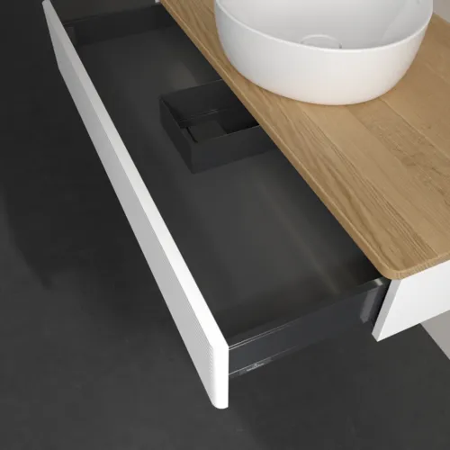 Bild von VILLEROY BOCH Antao Waschbeckenunterschrank, mit Beleuchtung, 1 Auszug, 1000 x 190 x 500 mm, Front mit Struktur, White Matt Lacquer / Honey Oak #L09111MT