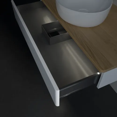 Bild von VILLEROY BOCH Antao Waschbeckenunterschrank, mit Beleuchtung, 1 Auszug, 1000 x 190 x 500 mm, Front mit Struktur, White Matt Lacquer / Honey Oak #L09111MT