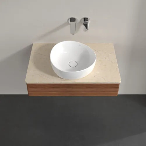 Obrázek VILLEROY BOCH Antao Vanity unit, with lighting, 1 pull-out compartment, 800 x 190 x 500 mm, Front with grain texture, Warm Walnut / Botticino #L08113HM