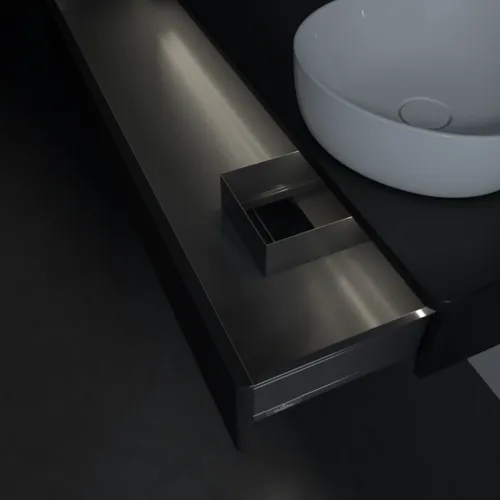 Bild von VILLEROY BOCH Antao Waschbeckenunterschrank, mit Beleuchtung, 1 Auszug, 1200 x 190 x 500 mm, Front mit Struktur, Black Matt Lacquer / Black Matt Lacquer #L12110PD