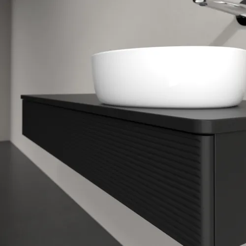 Bild von VILLEROY BOCH Antao Waschbeckenunterschrank, mit Beleuchtung, 1 Auszug, 1200 x 190 x 500 mm, Front mit Struktur, Black Matt Lacquer / Black Matt Lacquer #L12110PD