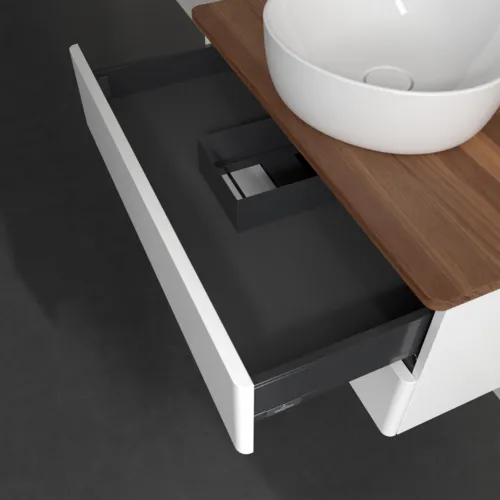 Bild von VILLEROY BOCH Antao Waschbeckenunterschrank, 2 Auszüge, 800 x 360 x 500 mm, Front ohne Struktur, White Matt Lacquer / Warm Walnut #K19012MT
