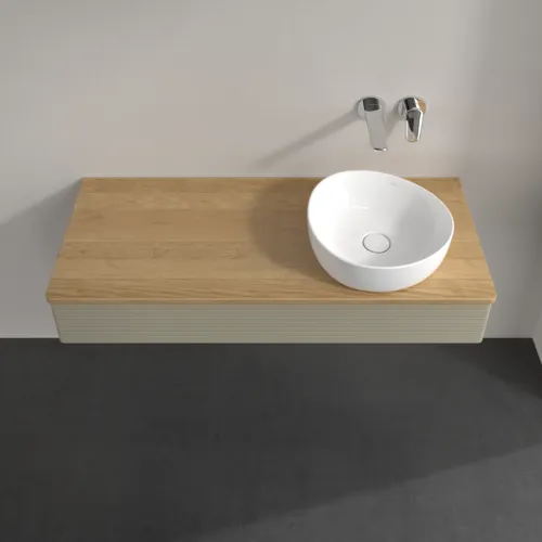 Bild von VILLEROY BOCH Antao Waschbeckenunterschrank, mit Beleuchtung, 1 Auszug, 1200 x 190 x 500 mm, Front mit Struktur, Stone Grey Matt Lacquer / Honey Oak #L12111HK