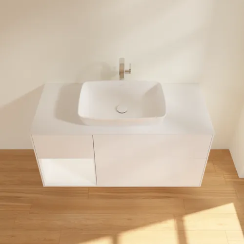 Bild von VILLEROY BOCH Finion Waschbeckenunterschrank, mit Beleuchtung, 3 Auszüge, 1200 x 603 x 501 mm, White Matt Lacquer / White Matt Lacquer / Glass White Matt #G821MTMT
