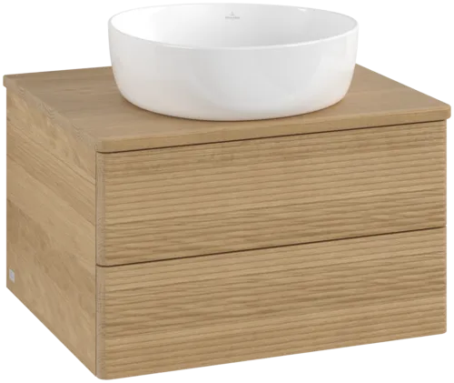 Picture of VILLEROY BOCH Antao Vanity unit, with lighting, 2 pull-out compartments, 600 x 360 x 500 mm, Front with grain texture, Honey Oak / Honey Oak #L18111HN