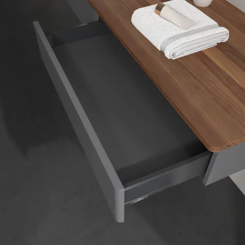 VILLEROY BOCH Antao Waschbeckenunterschrank, 2 Auszüge, 1600 x 190 x 500 mm, Front ohne Struktur, Anthracite Matt Lacquer / Warm Walnut #K15052GK, Bild 7